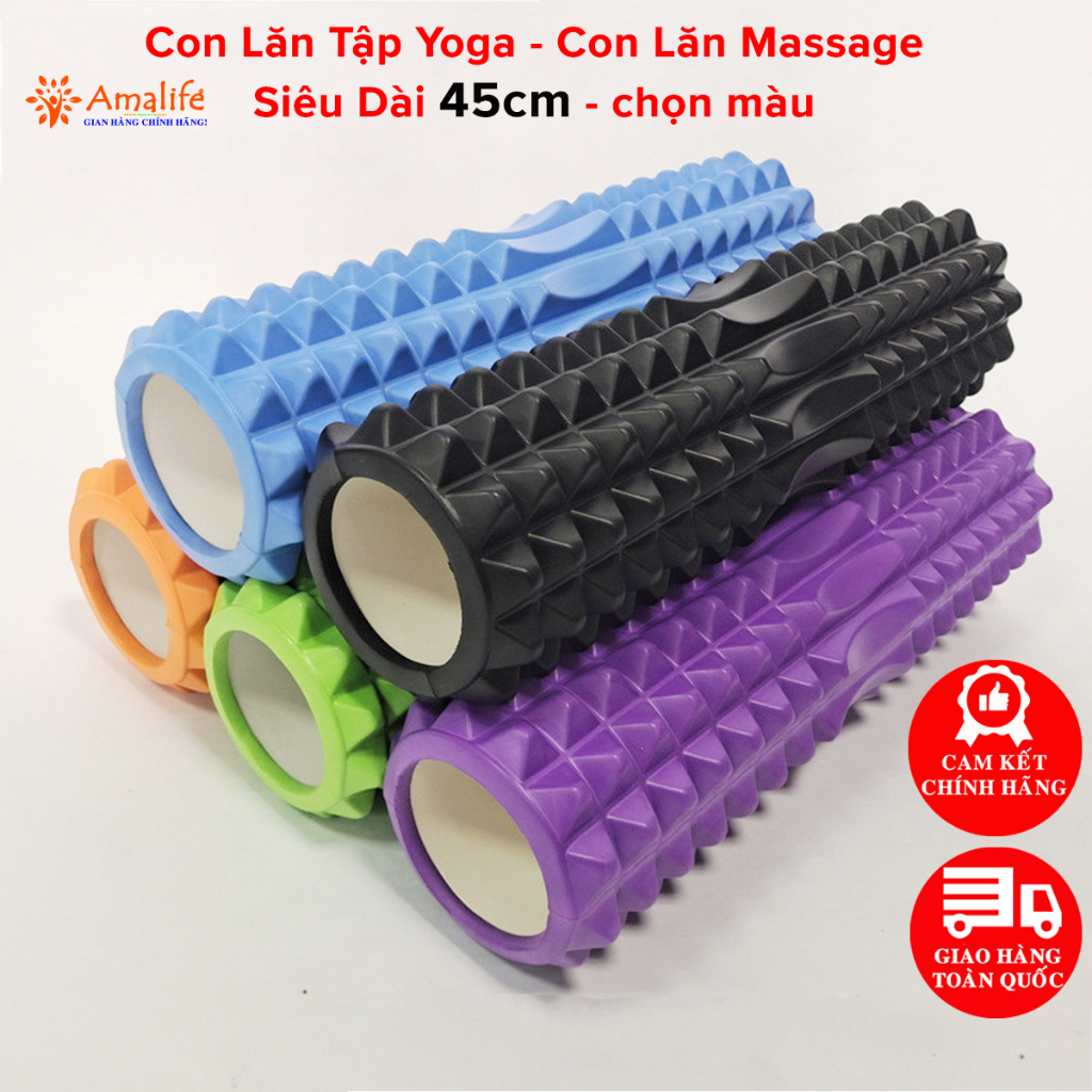 Mô tả [Loại Siêu Dài 45cm] Con Lăn Yoga Massage Foam Roller - Ống Trụ Lăn Xốp Tập Thể Thao Giãn Cơ Gai Nhọn Chính Hãng Amalife - 1