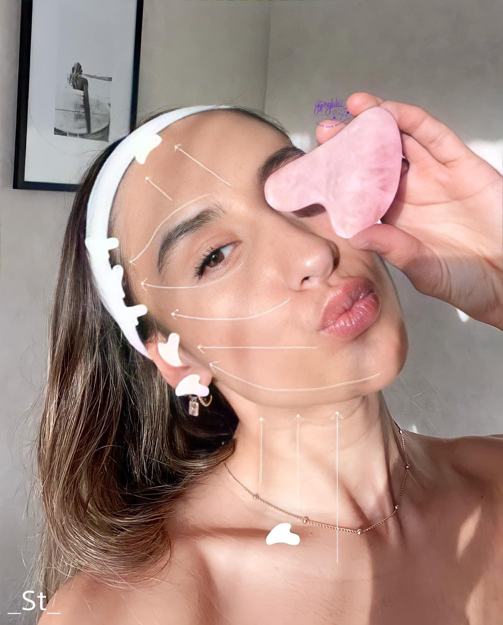Mô tả Guasha Massage Thạch Anh Hồng Cao Cấp Nâng Cơ Trẻ Hóa Làn Da SP003958 Gypsy.lala - 1