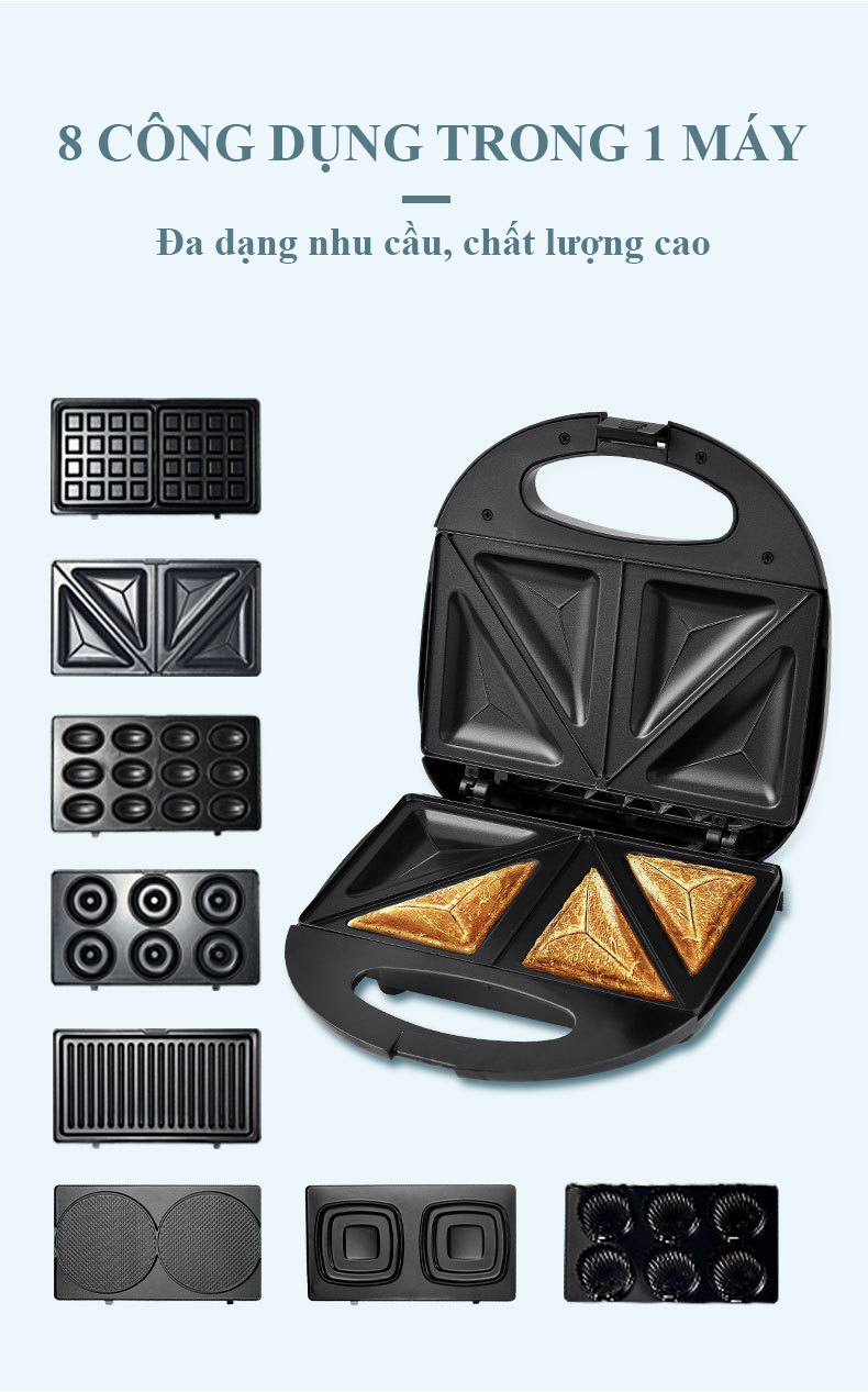 Mô tả Máy kẹp, nướng, làm bánh mì, bánh ngọt 8 khay đa năng 800W SOKANY SK-BBQ-140 hàng cao cấp [BẢO HÀNH 12 THÁNG] - 4