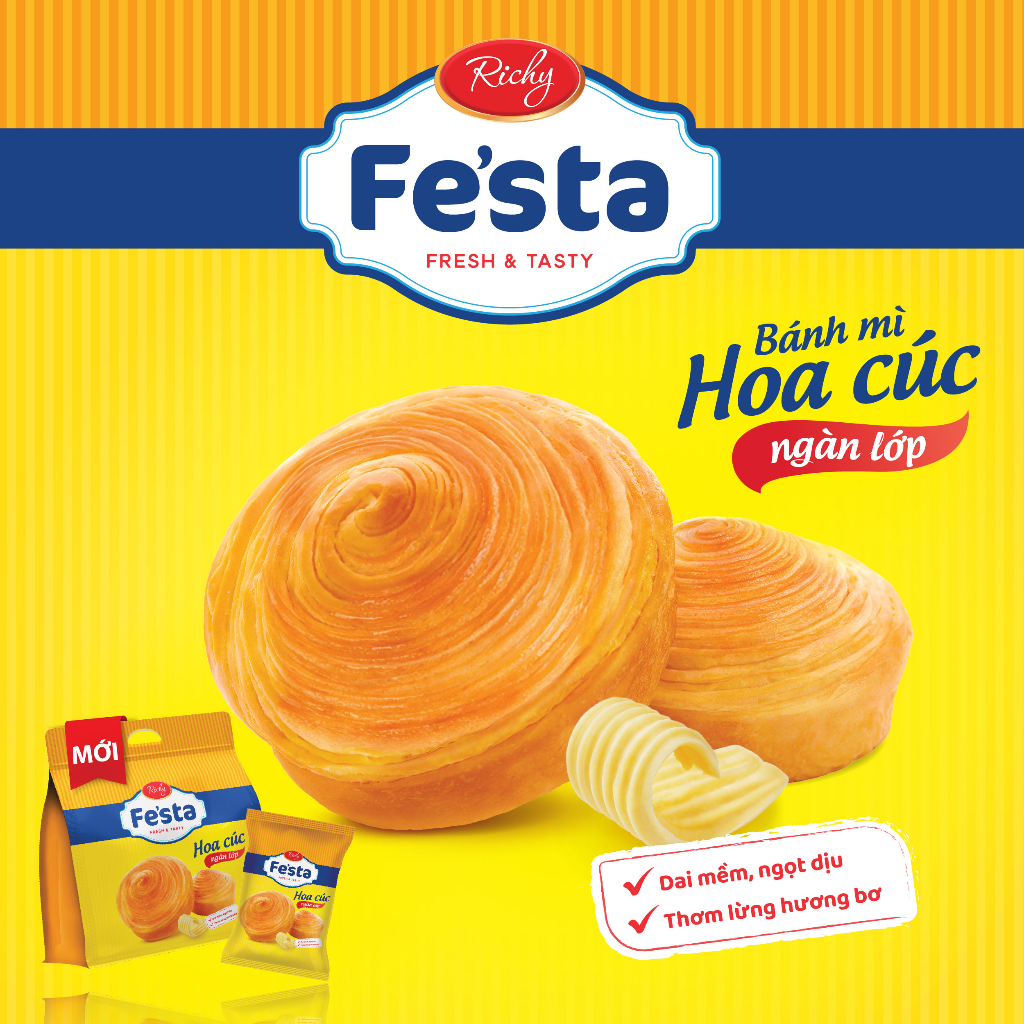 Mô tả Bánh mì hoa cúc ngàn lớp Festa Richy - HSD 30 ngày kể từ NSX - 1