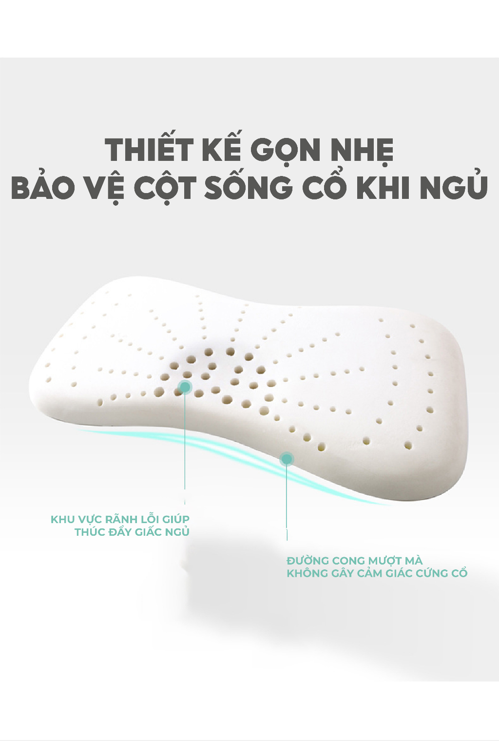 Mô tả Gối cao su non 1989KIDS SHOP cho bé từ 1 đến 12 tuổi 2 lõi tùy chỉnh độ cao mềm mại chống lệch xương cổ, mỏi vai gáy - 6