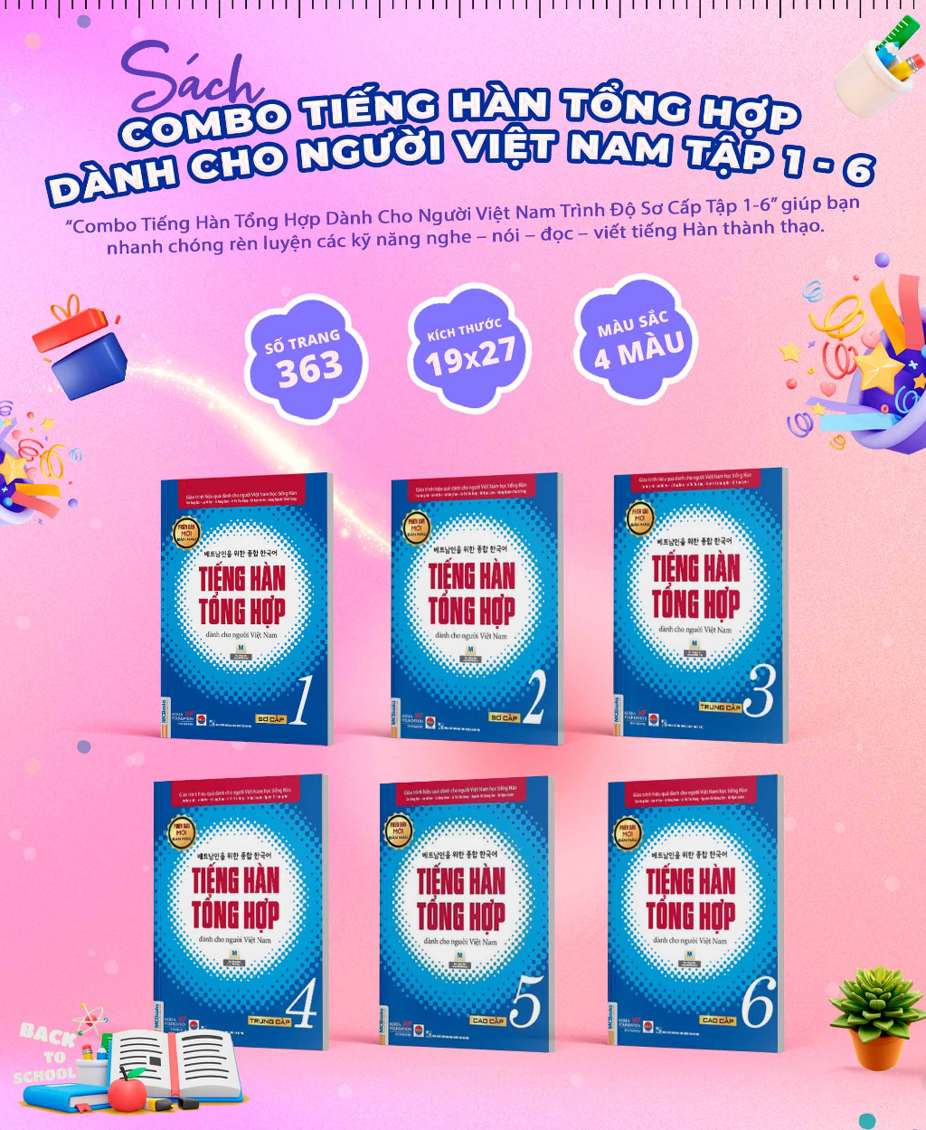 Mô tả Sách - Combo Tiếng Hàn Tổng Hợp Dành Cho Người Việt Nam Tập 1-6 - Giáo Trình Kèm Sách Bài Tập - 1