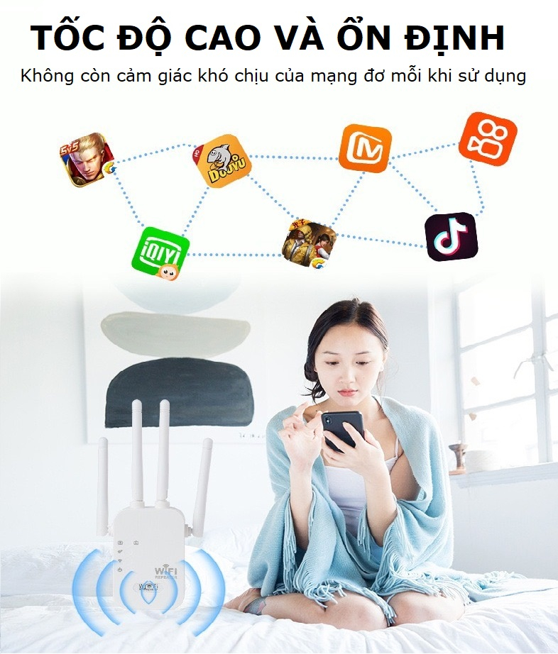 Mô tả Bộ kích sóng wifi 4 râu Gutek KS2 tốc độ 300mbps 1200mbps 2 cổng RJ45 cắm trực tiếp - 4