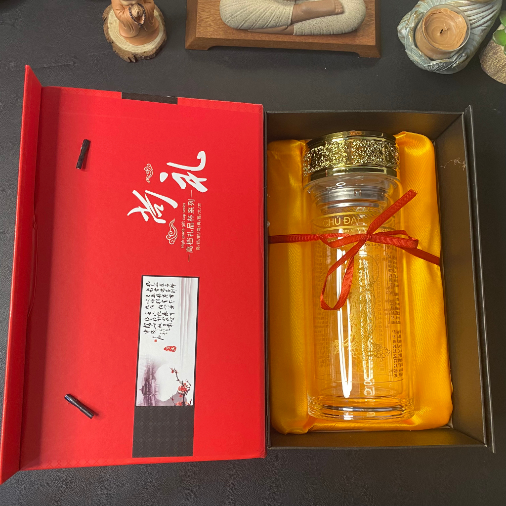 Mô tả Bình nước Chú Đại Bi tiếng Việt, 2 lớp thuỷ tinh cao cấp - Tuệ Nga - 1