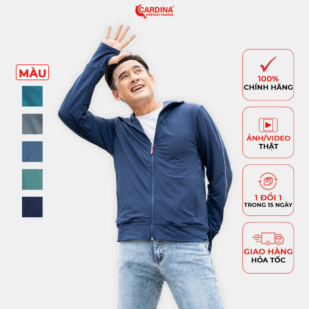 Mô tả Áo Chống Nắng Nam 𝐂𝐀𝐑𝐃𝐈𝐍𝐀 2 Lớp Chất Thun Lạnh Cao Cấp Chống Tia UV Thiết Kế Lưới Tản Nhiệt 2NM02, 4NHM01 - 1