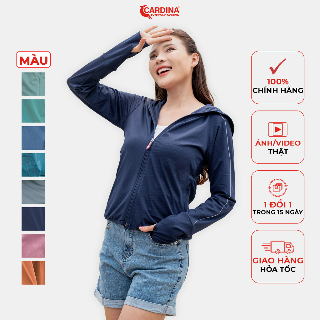 Mô tả Áo Chống Nắng Nữ 𝐂𝐀𝐑𝐃𝐈𝐍𝐀 2 Lớp Chất Thun Lạnh Nhật Cao Cấp Viền Thể Thao Chống Tia UV 2NF02 - 1