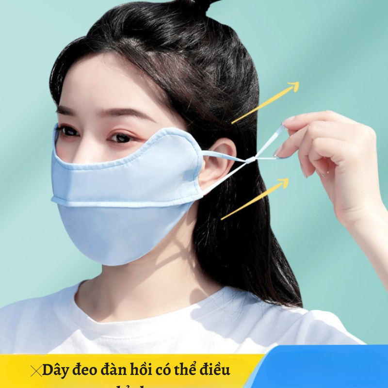 Mô tả Khẩu trang chống nắng chống tia UV chất lụa băng mềm mịn mát thông thoáng GEPO - 10