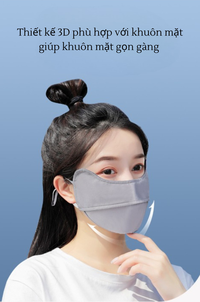 Mô tả Khẩu trang chống nắng chống tia UV chất lụa băng mềm mịn mát thông thoáng GEPO - 11