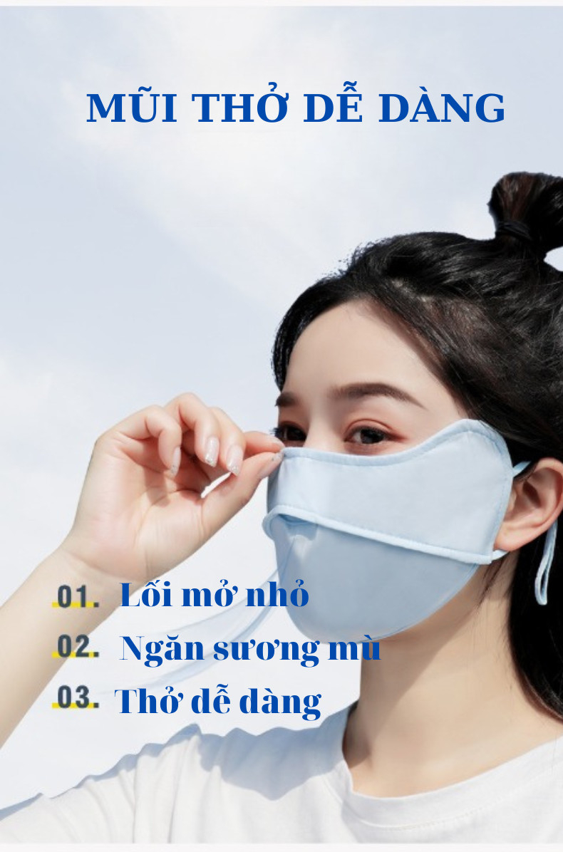 Mô tả Khẩu trang chống nắng chống tia UV chất lụa băng mềm mịn mát thông thoáng GEPO - 12