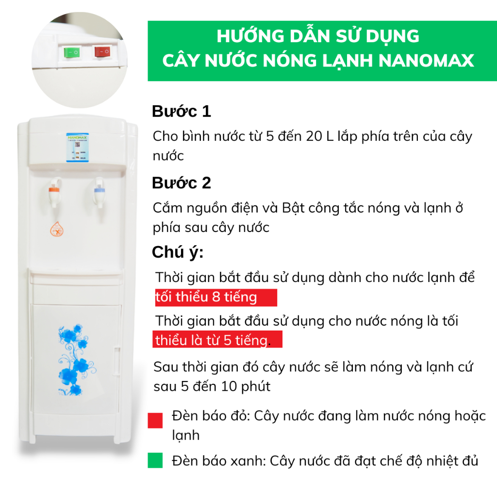 Mô tả Cây Nước Nóng Lạnh Nanomax KF800, Công Nghệ Nhiệt Độ Kép 2 Vòi Nóng Lạnh, Tủ Đựng Đồ, Tự Động Ngắt Điện An Toàn Sử Dụng - 9