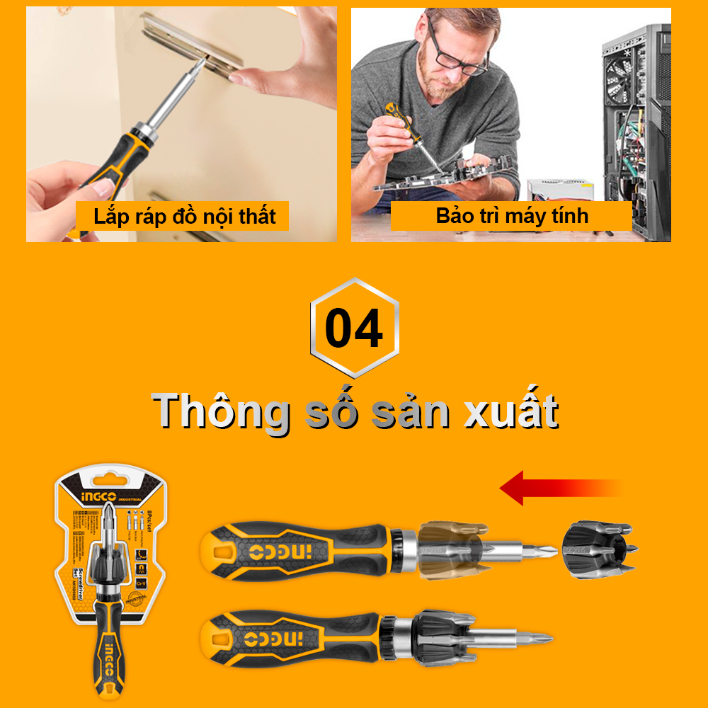 Mô tả Bộ tua vít khóa tự động 7 đầu INGCO AKISD0808 - 4