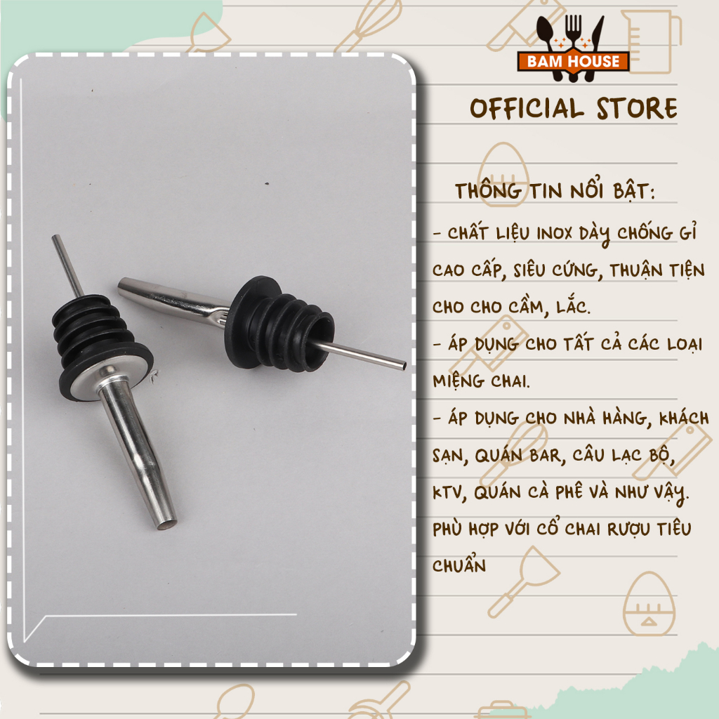Mô tả Vòi rót rượu cocktail Bam House inox 430 giúp chống tràn cao cấp VRR02 - 1