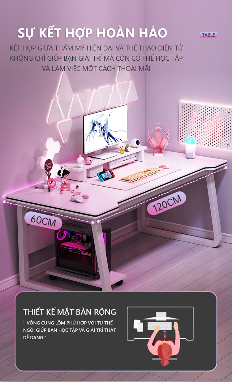 Mô tả Bàn làm việc phong cách gaming mạnh mẽ thương hiệu IGA - GM95 - 4