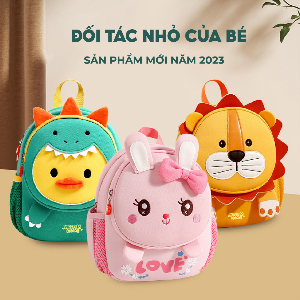 Mô tả Balo cho bé trai bé gái đi học mẫu giáo mầm non 1989KIDS SHOP hình thú đáng yêu,siêu nhẹ 300gram,có dây chống lạc, - 1