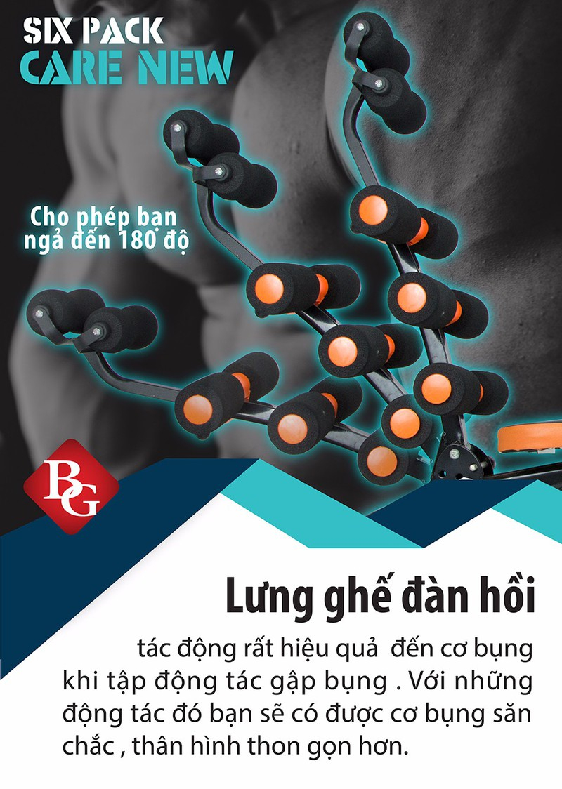 Mô tả BG- Máy tập cơ bụng đa năng SIX PACK CARE KM2018 phối hợp nhiều bài tập, thêm bộ bàn đạp đa năng - 5