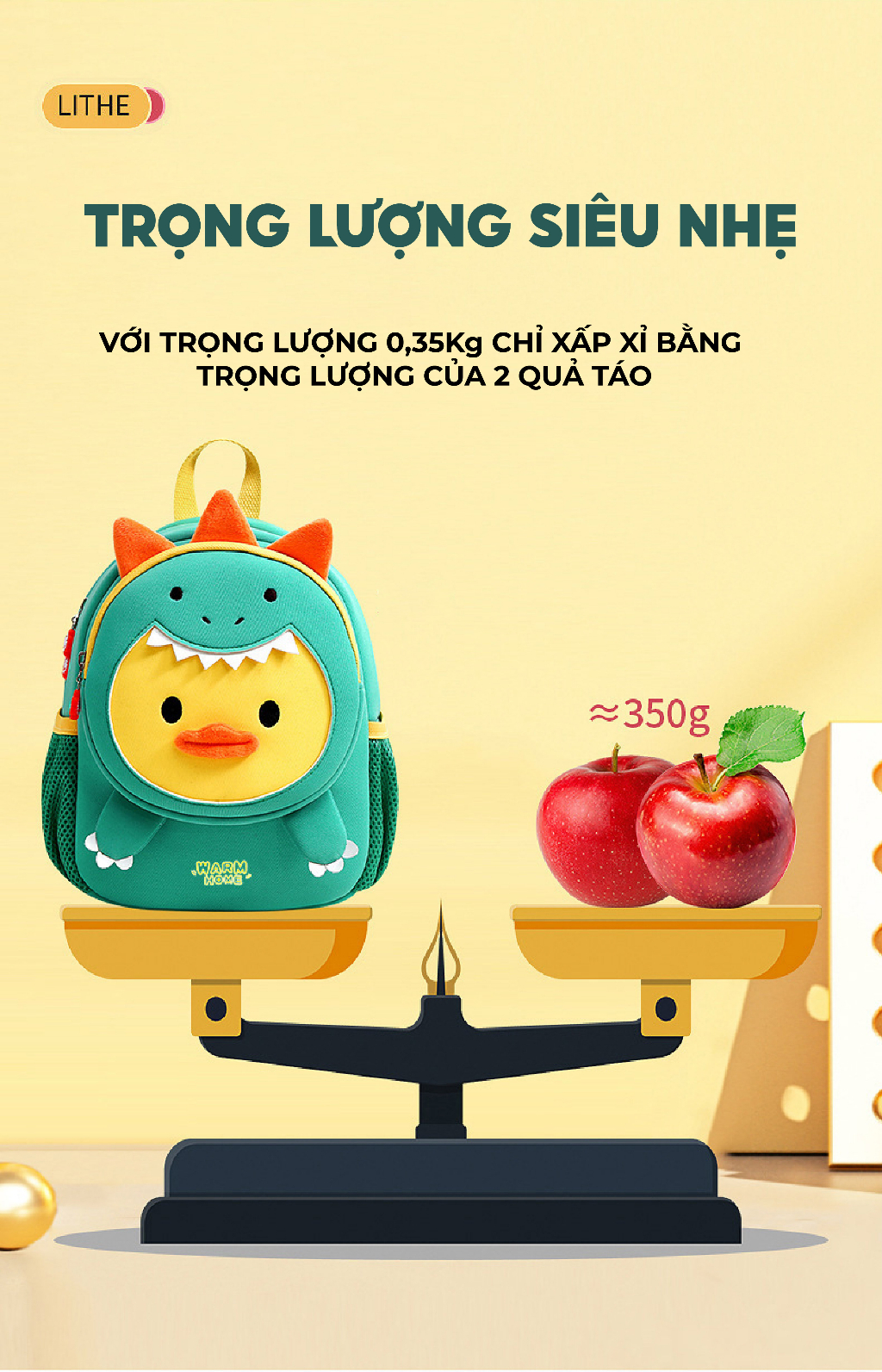 Mô tả Balo cho bé trai bé gái đi học mẫu giáo mầm non 1989KIDS SHOP hình thú đáng yêu,siêu nhẹ 300gram,có dây chống lạc, - 5