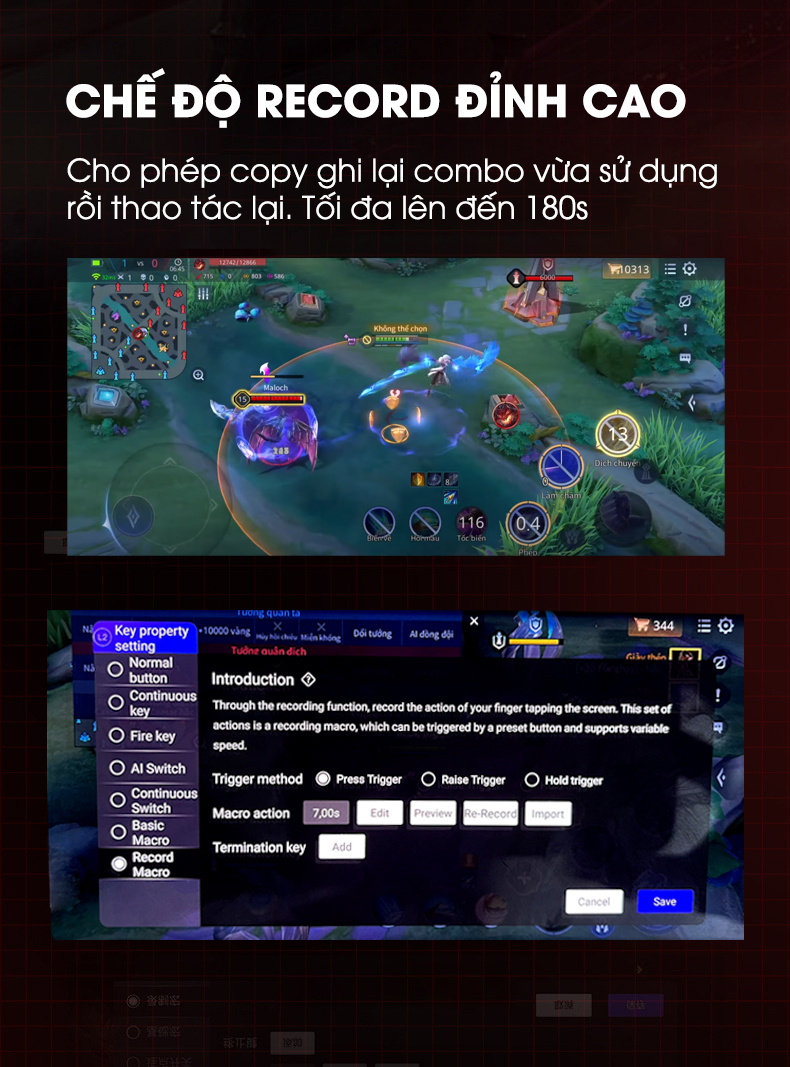 Tính năng ghi combo MEMO MB02