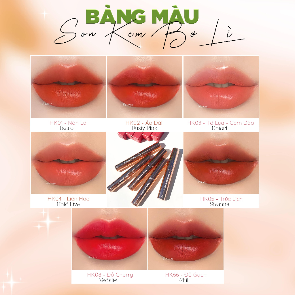 Mô tả Son Kem Bơ Lì Bền màu 8H, Làm Mờ Rãnh Môi GUO 5g - 1