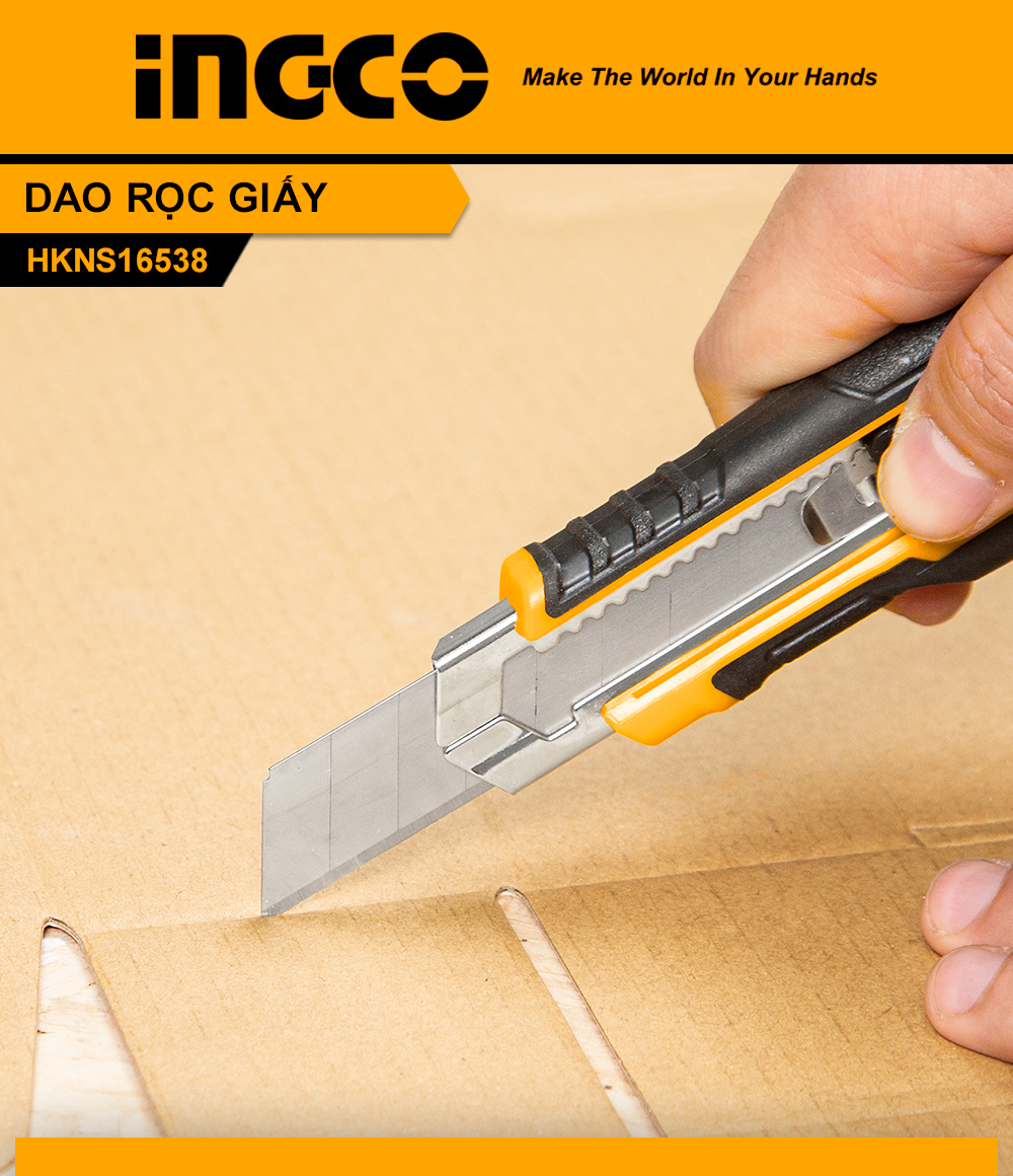 Mô tả Dao rọc giấy Ingco HKNS11815 x1 lưỡi dài 179mm | HKNS16538 | HKNS28035 x3 lưỡi dao 18mm x 100mm, chiều dài 169mm - 3