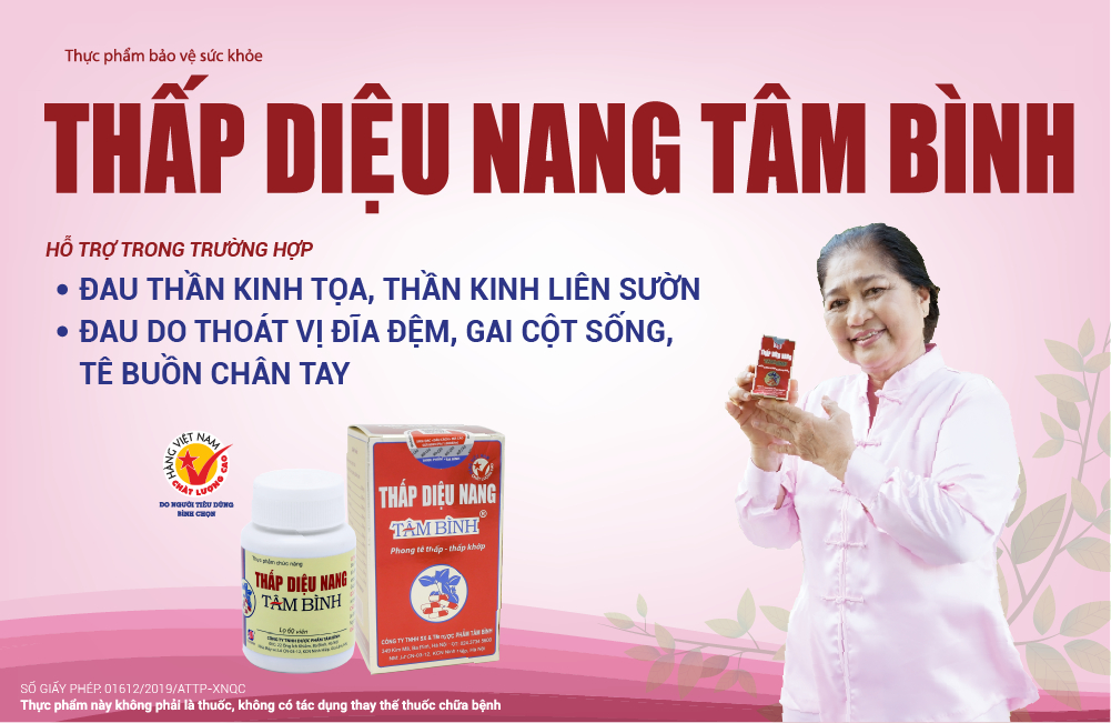 Mô tả Thấp diệu nang Tâm Bình, hỗ trợ giảm triệu chứng của đau thần kinh tọa, đau do thoát vị đĩa đệm, viêm khớp dạng thấp. - 1