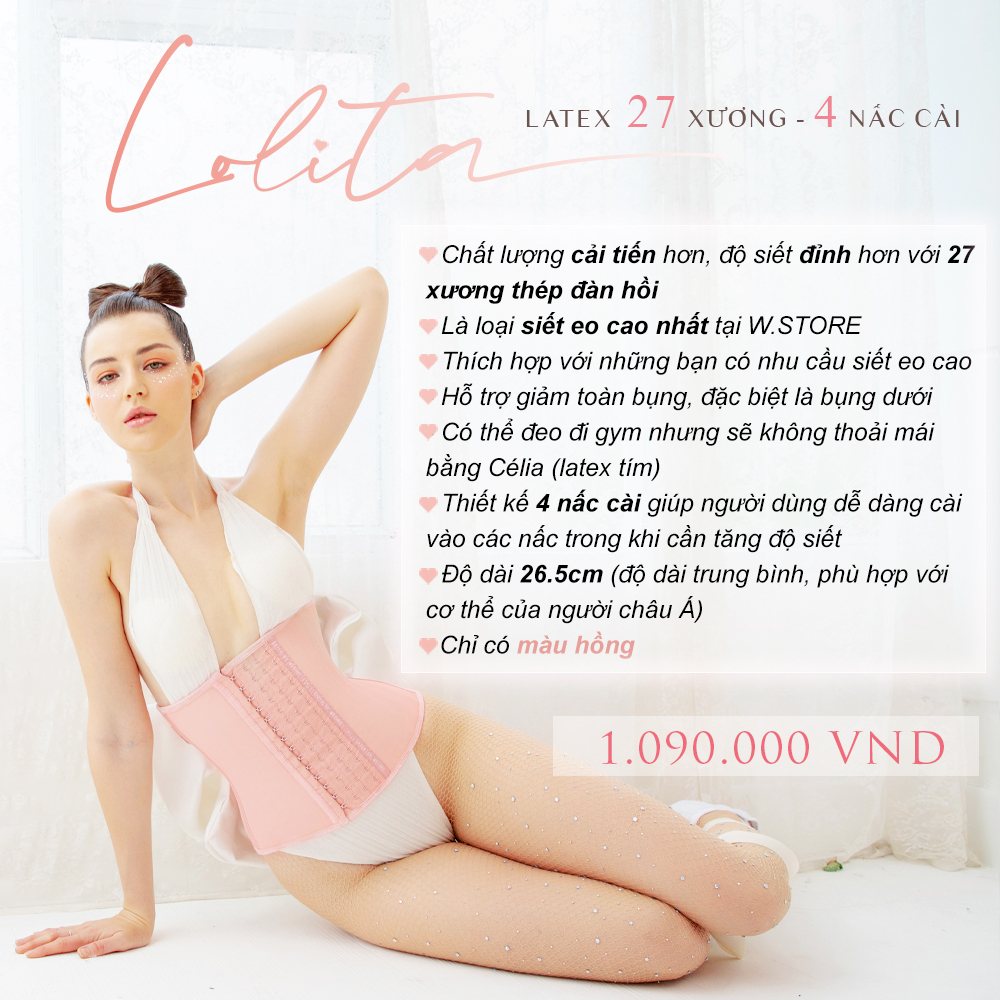 Mô tả Gen Nịt Bụng Sau Phẫu Thuật Hút Mỡ - Latex Định Hình Eo Lolita Hồng 27 Xương WSTORE - Chính Hãng Latex By W.STORE - 1
