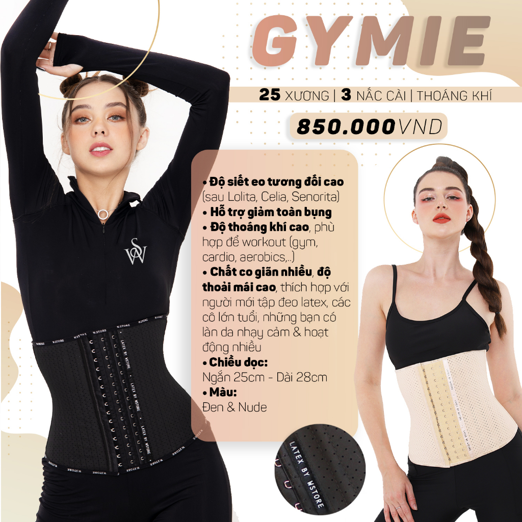 Mô tả Đai Gen Nịt Bụng Latex Chuẩn 25 Xương WSTORE Chính Hãng - Latex by W.Store GYMIE Lưới Thông Hơi - Giảm Eo Sau Sinh - 1