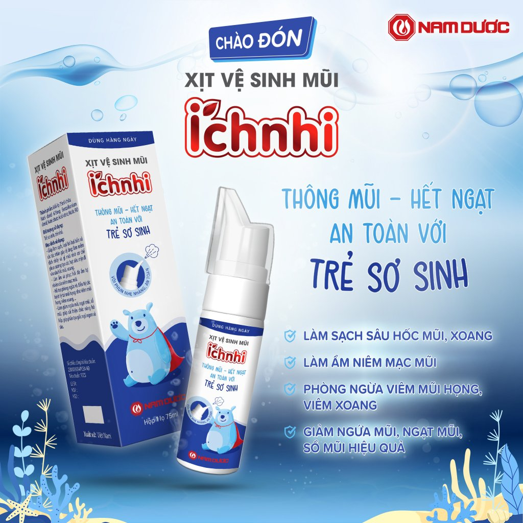 Mô tả Xịt vệ sinh mũi Ích Nhi 75ml, phòng ngừa sổ mũi, ngạt mũi và viêm xoang, an toàn cho trẻ sơ sinh và trẻ nhỏ - 1