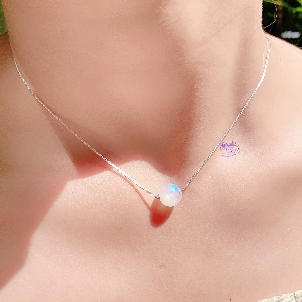 Mô tả Dây Chuyền Xỏ Ngang Bạc 925 Đá Ánh Trăng Moonstone Thiên Nhiên Phong Thủy May Mắn Không Kị Mệnh SP003200 Gypsy.lala - 1