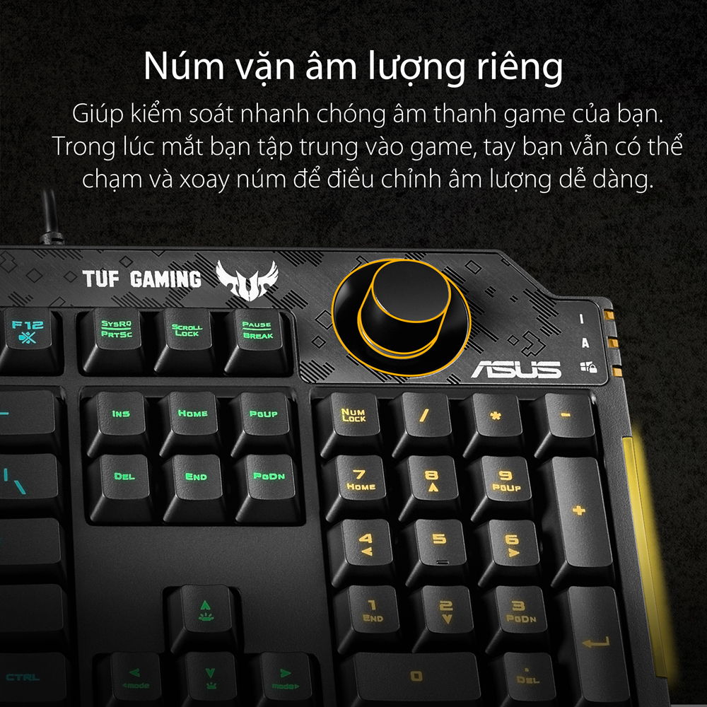 Mô tả Bàn phím cơ quang gaming TUF GAMING K1 90MP01X0-BKUA00 Aura Sync Đệm tay tháo rời Chống nước 300 ml - 4
