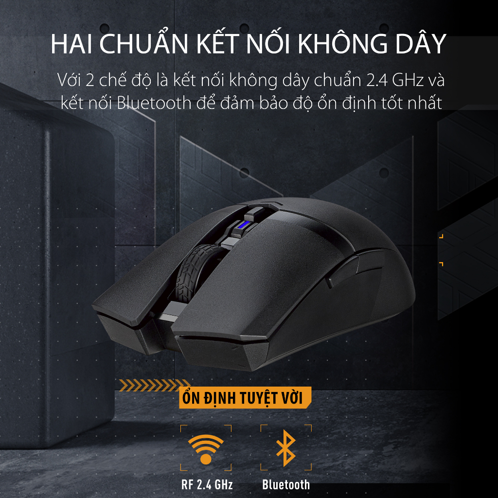 Mô tả Chuột gaming không dây ASUS TUF GAMING M4 Wireless 2.4 90MP02F0-BMUA00 12.000 DPI nắp PBT Feet 100% - 1