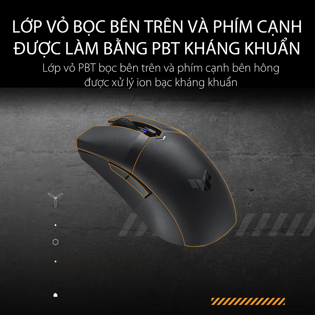 Mô tả Chuột gaming không dây ASUS TUF GAMING M4 Wireless 2.4 90MP02F0-BMUA00 12.000 DPI nắp PBT Feet 100% - 2