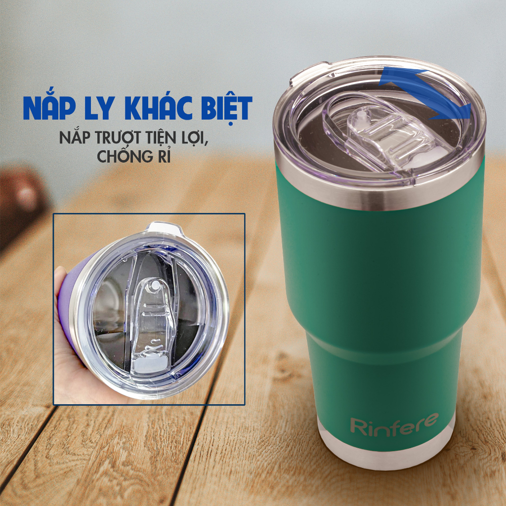 Mô tả Ly Giữ Nhiệt Nắp Trượt Chống Tràn Rinfere (900ml) - Khắc Tên Theo Yêu Cầu , Tặng Kèm Ống Inox , Dụng Cụ Vệ Sinh Ông Hút - 1