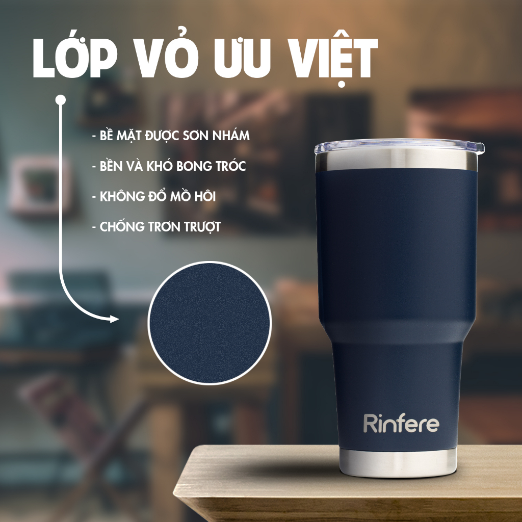 Mô tả Ly Giữ Nhiệt Nắp Trượt Chống Tràn Rinfere (900ml) - Khắc Tên Theo Yêu Cầu , Tặng Kèm Ống Inox , Dụng Cụ Vệ Sinh Ông Hút - 2