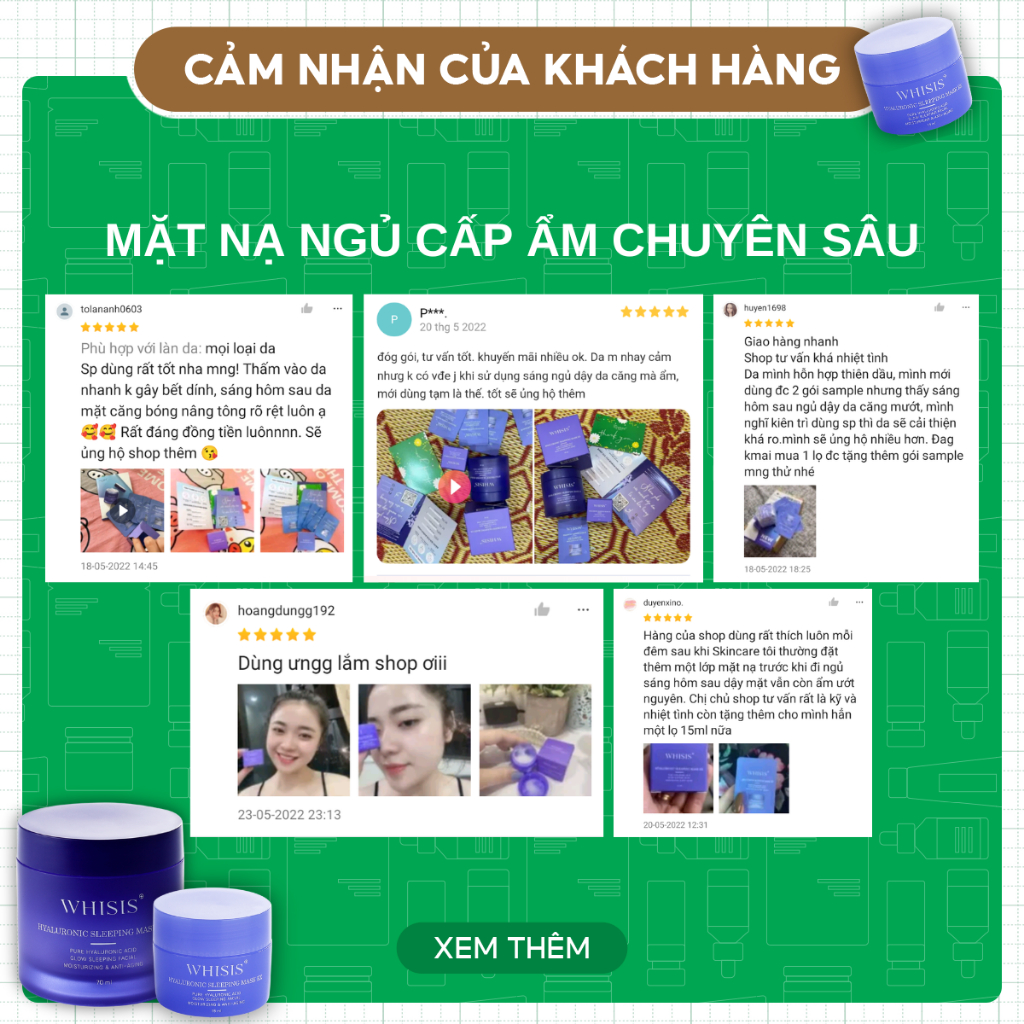 Mô tả Mặt Nạ Ngủ Dưỡng Ẩm, Bảo Vệ Da Chuyên Sâu Sáng Mịn Căng Mướt Ngay Cả Khi Ngủ Whisis Hyaluronic Sleeping Mask EX 15ml - 1