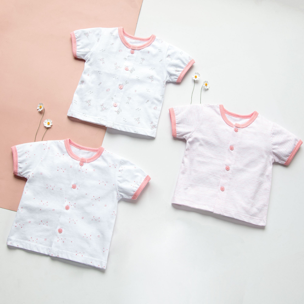 Mô tả Combo 3 Áo Tay Cộc Sơ Sinh MIOMIO Vải Cotton Cho Bé Trai, Bé Gái (Từ 0 - 24 Tháng) Thiết Kế Mùa Hè | Thoáng Mát Dễ Chịu - 1