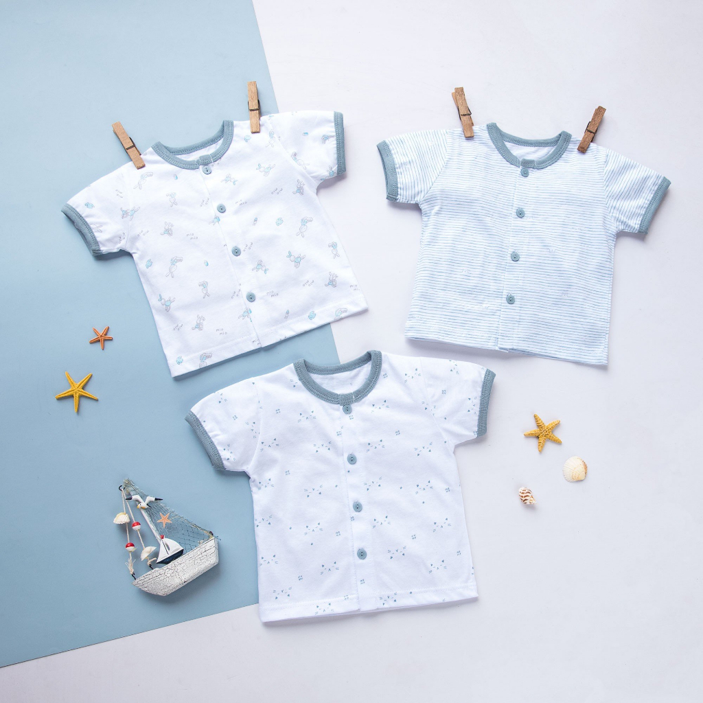 Mô tả Combo 3 Áo Tay Cộc Sơ Sinh MIOMIO Vải Cotton Cho Bé Trai, Bé Gái (Từ 0 - 24 Tháng) Thiết Kế Mùa Hè | Thoáng Mát Dễ Chịu - 2