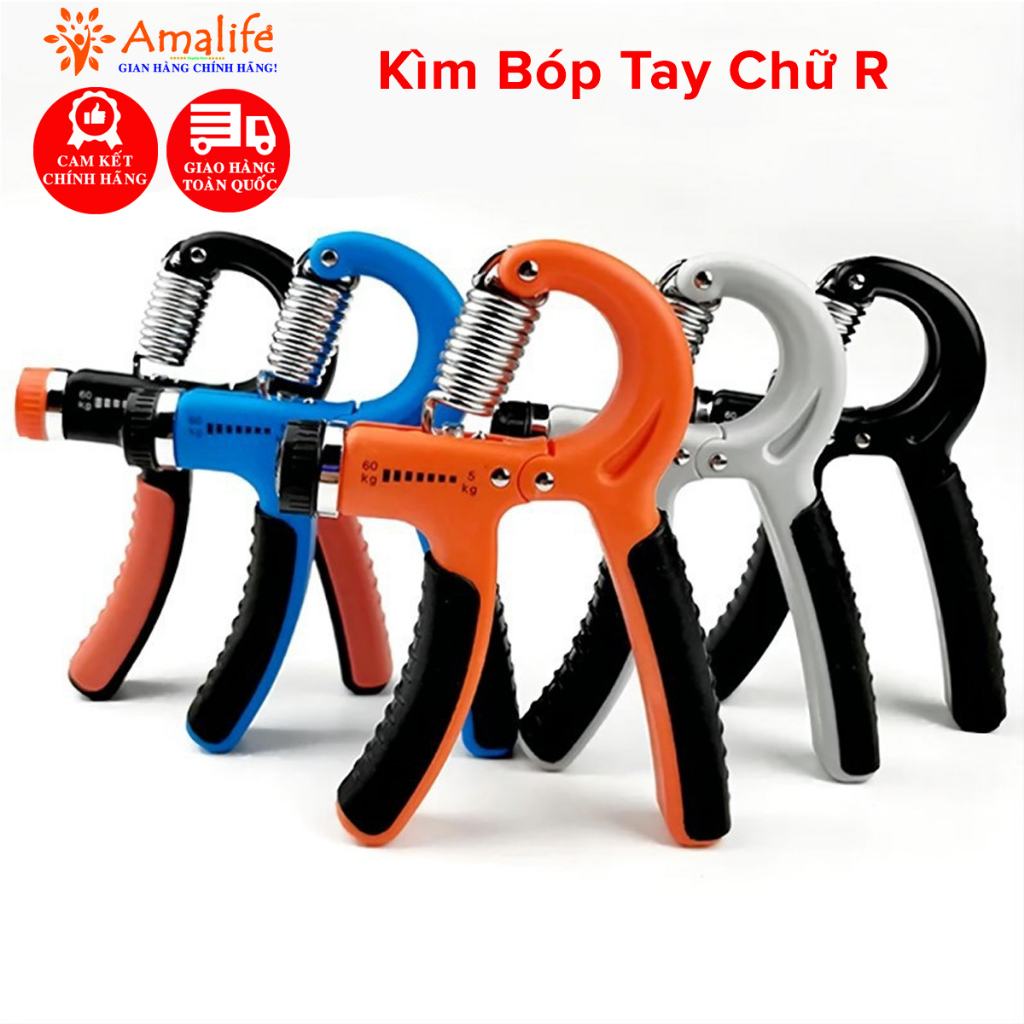 Mô tả Kìm Bóp Tay Tập Lực Cơ Tay Chữ R Đếm Số Dụng Cụ Tập Gym Tại Nhà Điều Chỉnh Lực Từ 5 - 60kg Chọn Màu Cao Cấp Hãng Amalife - 1