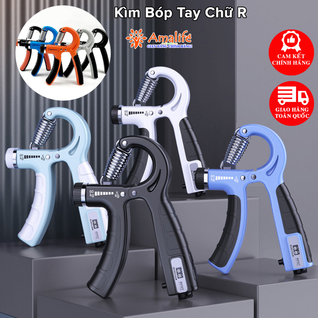 Mô tả Kìm Bóp Tay Tập Lực Cơ Cổ Tay Chữ R Dụng Cụ Tập Gym Tại Nhà Điều Chỉnh Lực Từ 5 - 60kg Có Loại Đếm Số Hãng Amalife - 1