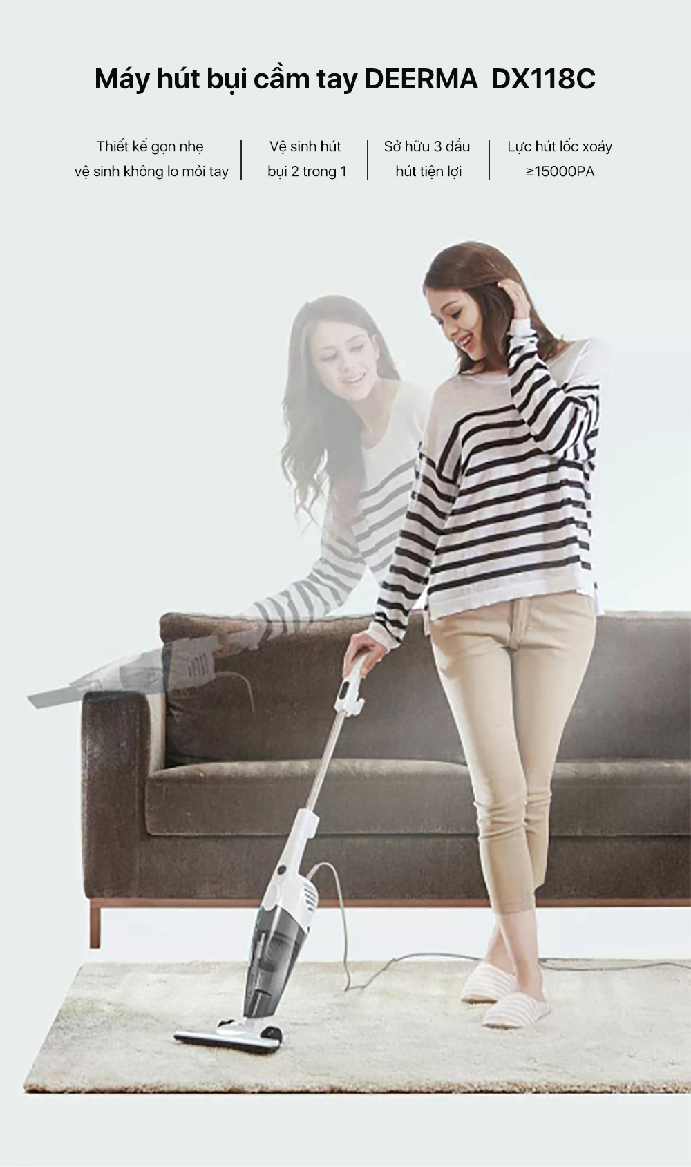 Máy hút bụi Deerma DX118C màu xám