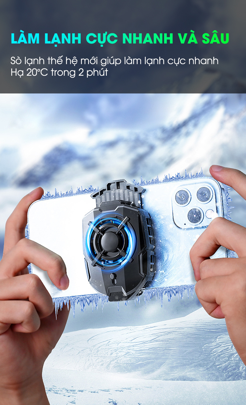 Mô tả Quạt tản nhiệt điện thoại MEMO DLA7 sò lạnh làm mát sâu chống ồn led gaming chơi game liên quân tốc chiến pubg ff mobile - 3