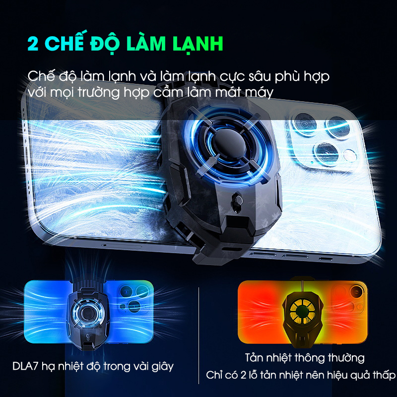 Mô tả Quạt tản nhiệt điện thoại MEMO DLA7 sò lạnh làm mát sâu chống ồn led gaming chơi game liên quân tốc chiến pubg ff mobile - 4
