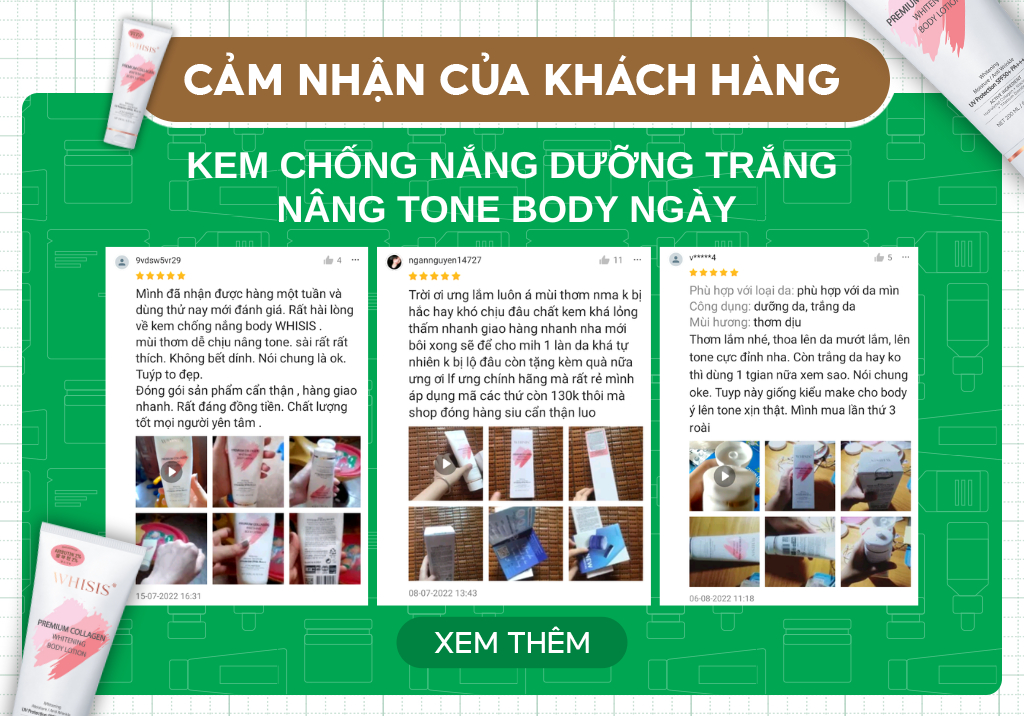 Mô tả Kem Body Dưỡng Trắng Da Chống Nắng Nâng Tone Tức Thì WHISIS Premium Collagen Whitening Body Lotion 200ml SPF50+ PA++++ - 12