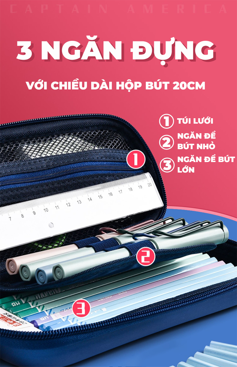 Mô tả Hộp bút cho bé trai 1989KIDS SHOP đi học tiểu học hình in Mavel 3D nổi đáng yêu chống thấm nước - 10
