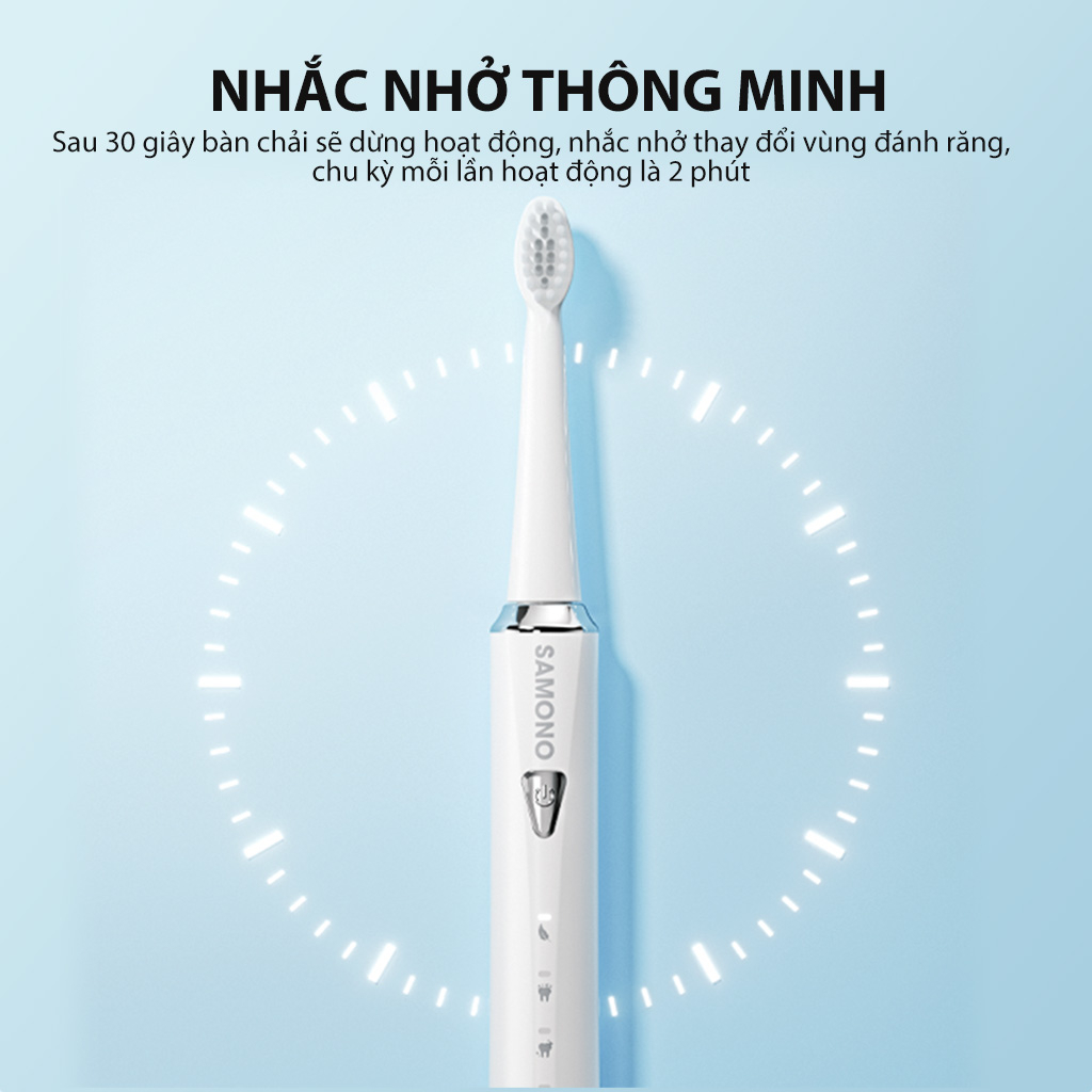 Mô tả Bàn chải điện Samono SW-ET01, 5 chế độ đánh răng cho người lớn và trẻ em, 4 đầu bàn chải thay thế mềm mại - 7