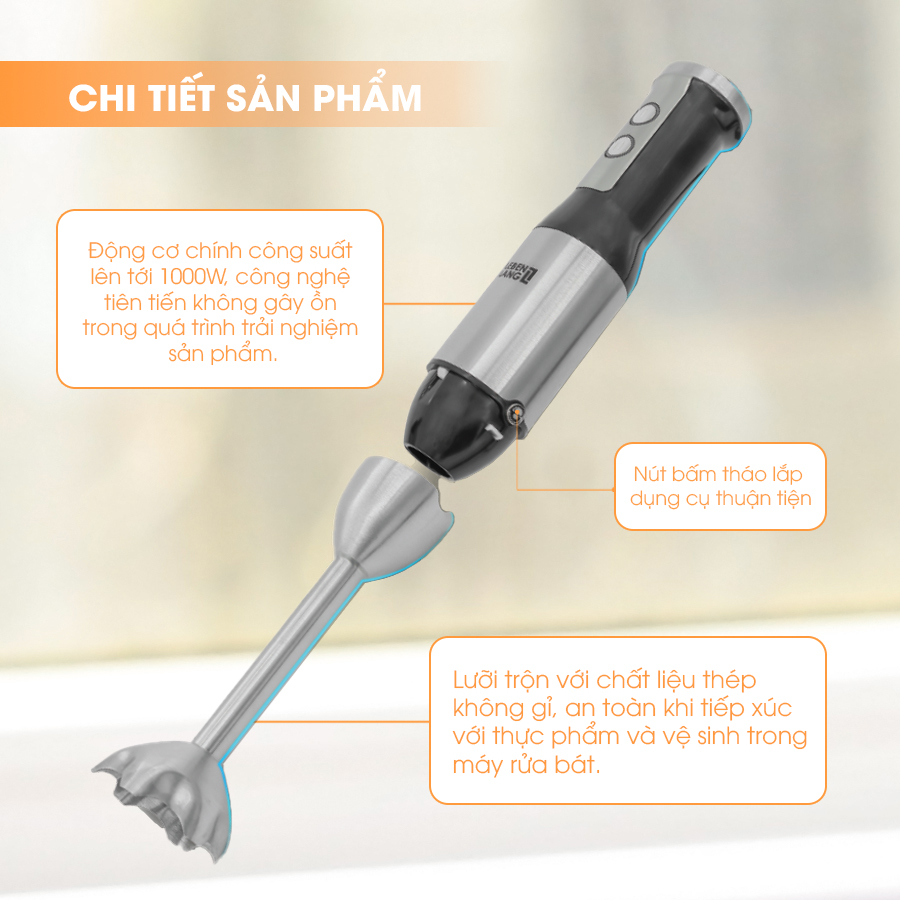 Mô tả Máy xay sinh tố cầm tay đa năng Lebenlang LBL4589, công suất 1000W, bảo hành 2 năm – hàng chính hãng - 3