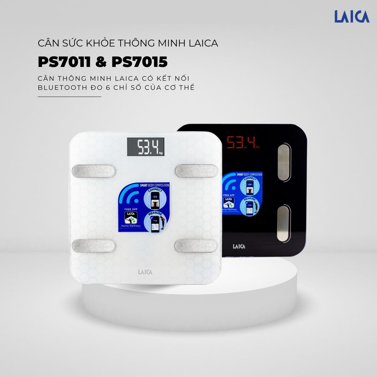 Mô tả Cân điện tử sức khỏe LAICA PS7011 đo 6 chỉ số, HOMCA S7 đo 14 chỉ số cơ thể kết nối bluetooth - 2