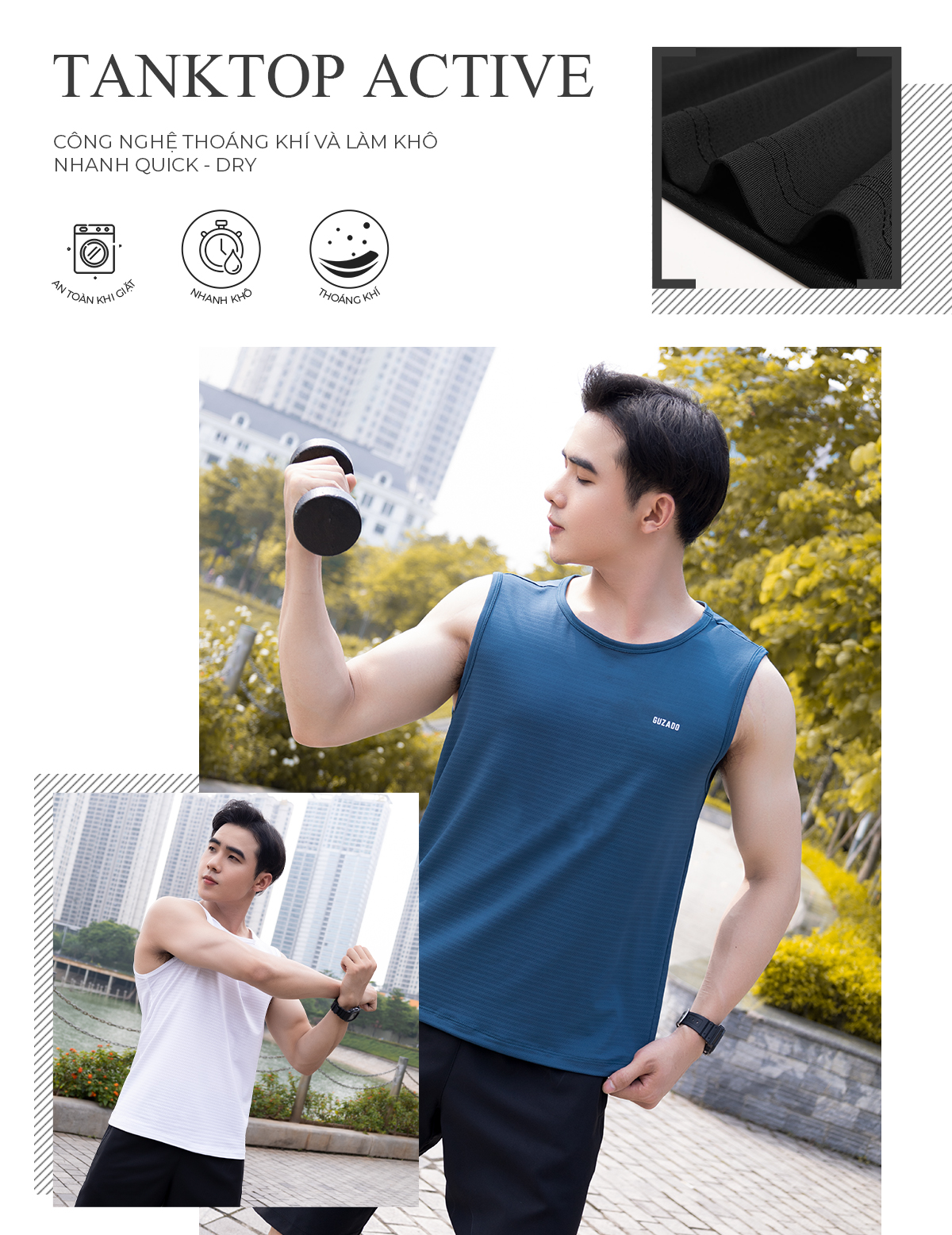 Áo ba lỗ nam Guzado GTT01 - Chi tiết 2