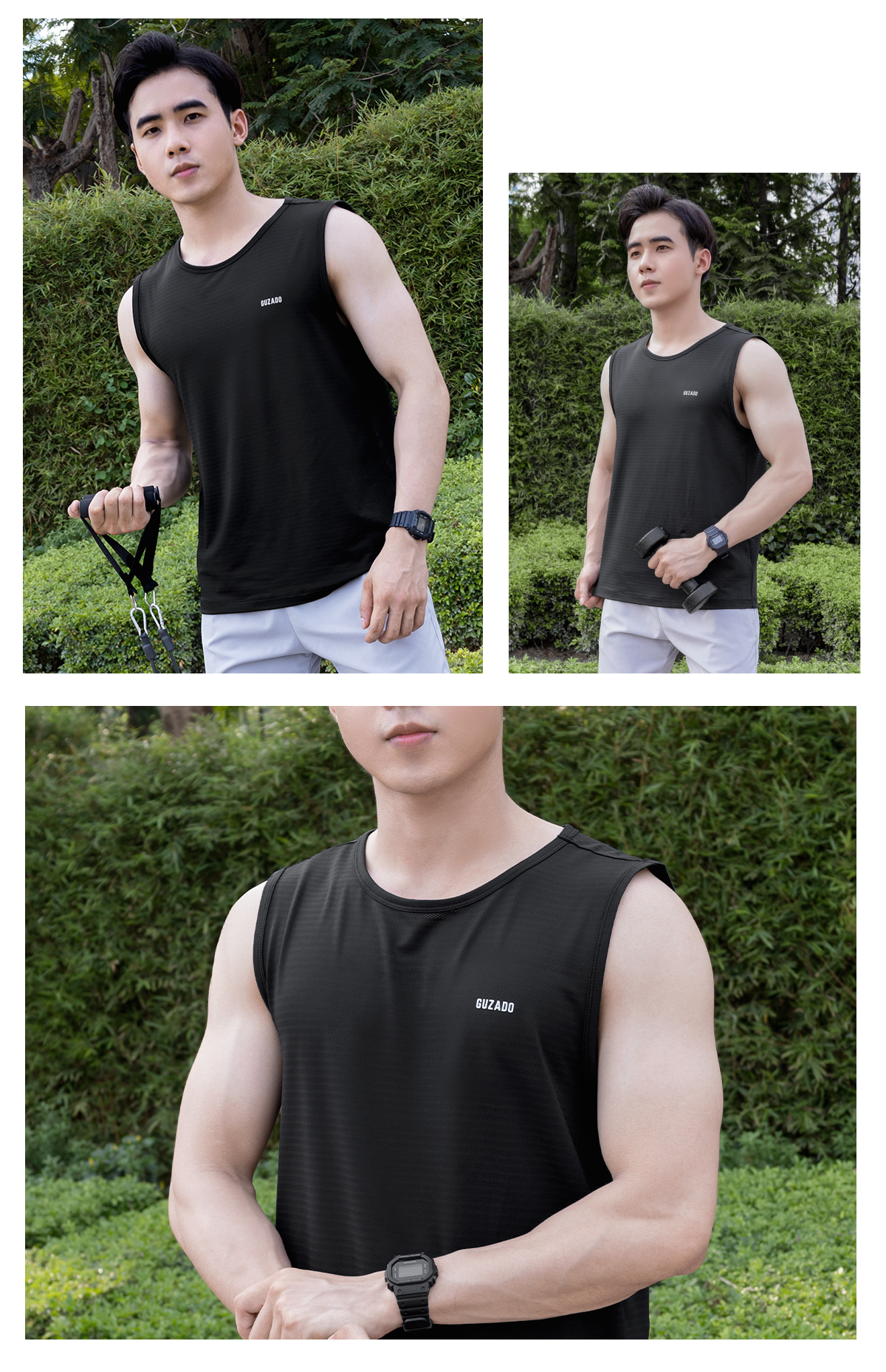 Áo ba lỗ nam Guzado GTT01 - Mẫu mặc 4