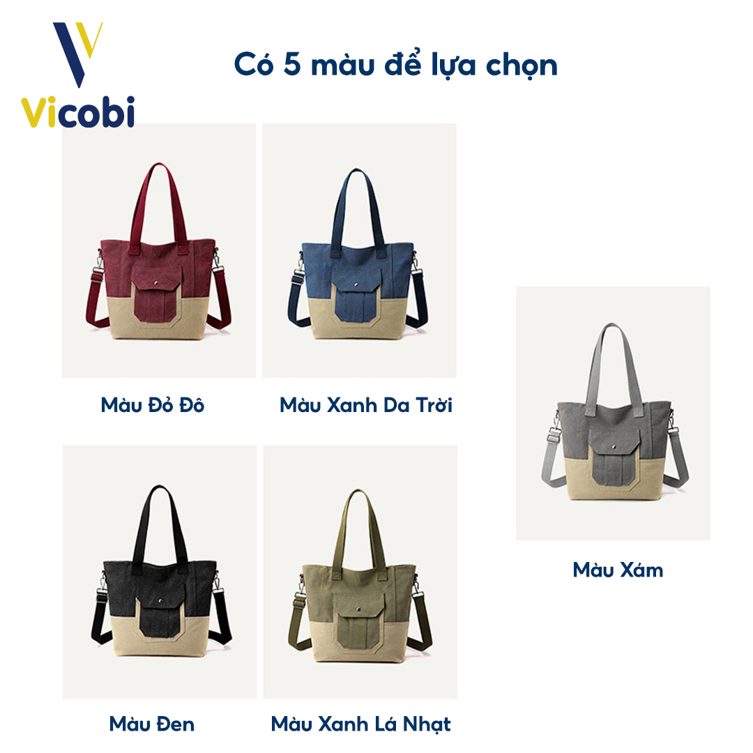 Túi xách nữ vải Canvas Amy Vicobi CV6 chi tiết