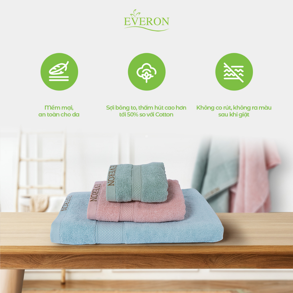 Mô tả Khăn mặt Modal Everon cao cấp siêu mềm mịn nhiều kích thước, nhiều màu sắc - 1